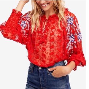 NWT Free People Jubilee Embroidered Top. Size S